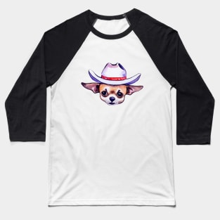 Cowboy Chihuahua Watercolour Baseball T-Shirt